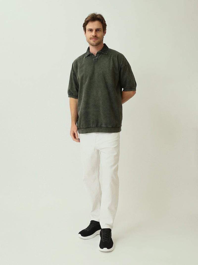 Polo Homme Oversize Effet Délavé à Manches Courtes - POS25STWV21071TM1