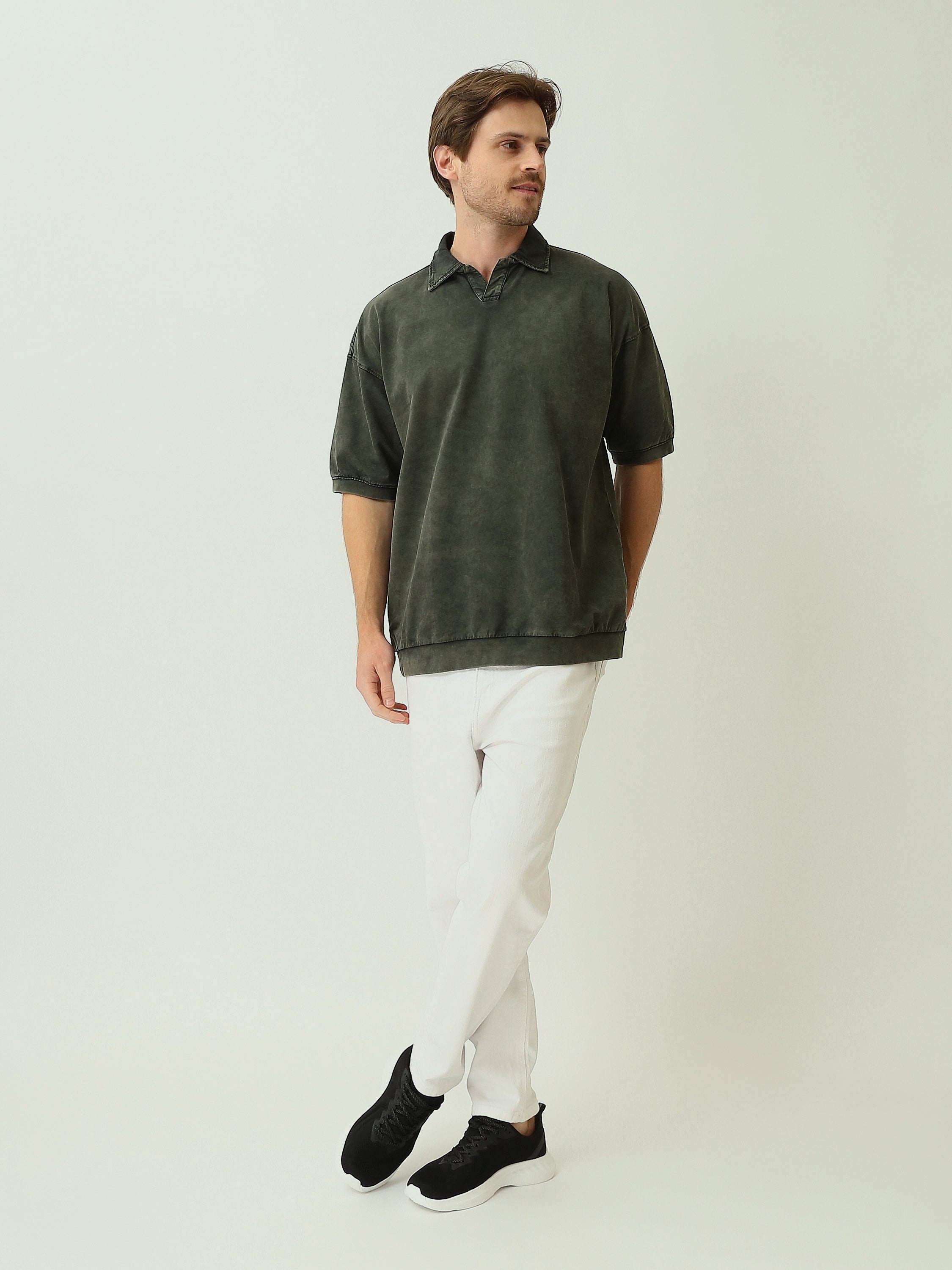 Polo Homme Oversize Effet Délavé à Manches Courtes - POS25STWV21071TM1