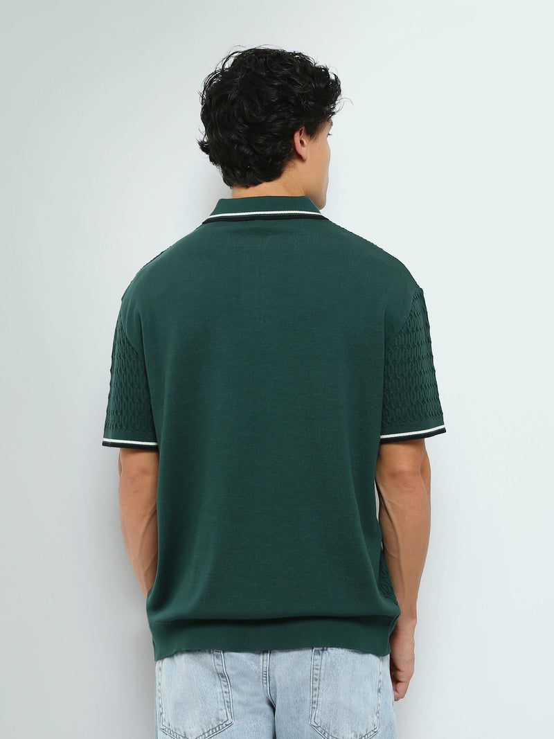 Polo Homme en Maille Texturée avec Col Zippé - POS26S21700017TM1