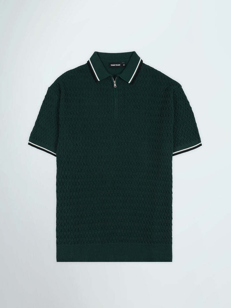 Polo Homme en Maille Texturée avec Col Zippé - POS26S21700017TM1