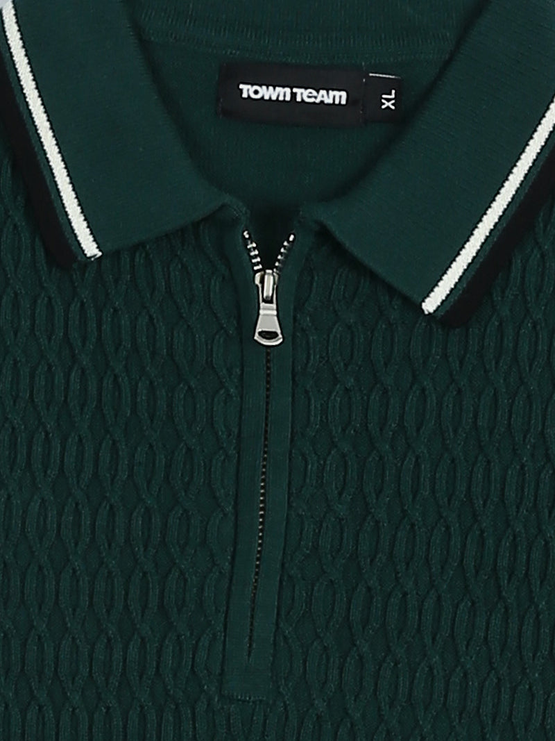 Polo Homme en Maille Texturée avec Col Zippé - POS26S21700017TM1