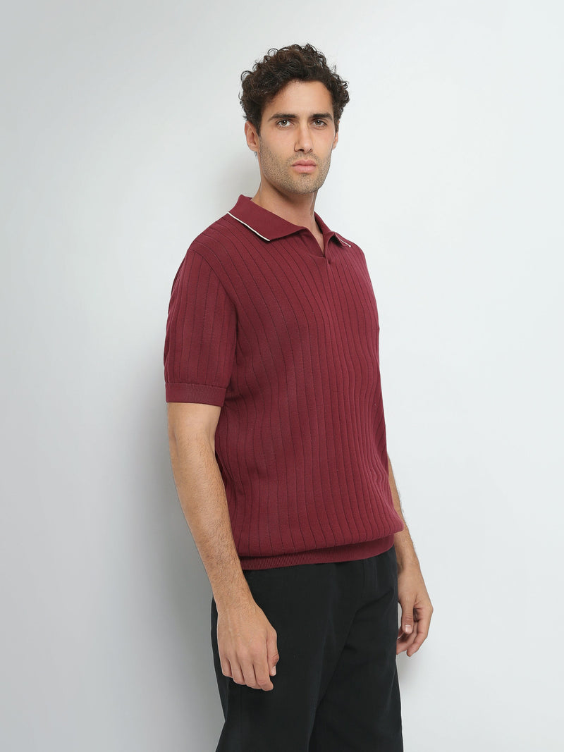 Polo Homme en Maille Texturée à Manches Courtes – Style Élégant - POS26S21700046TM1