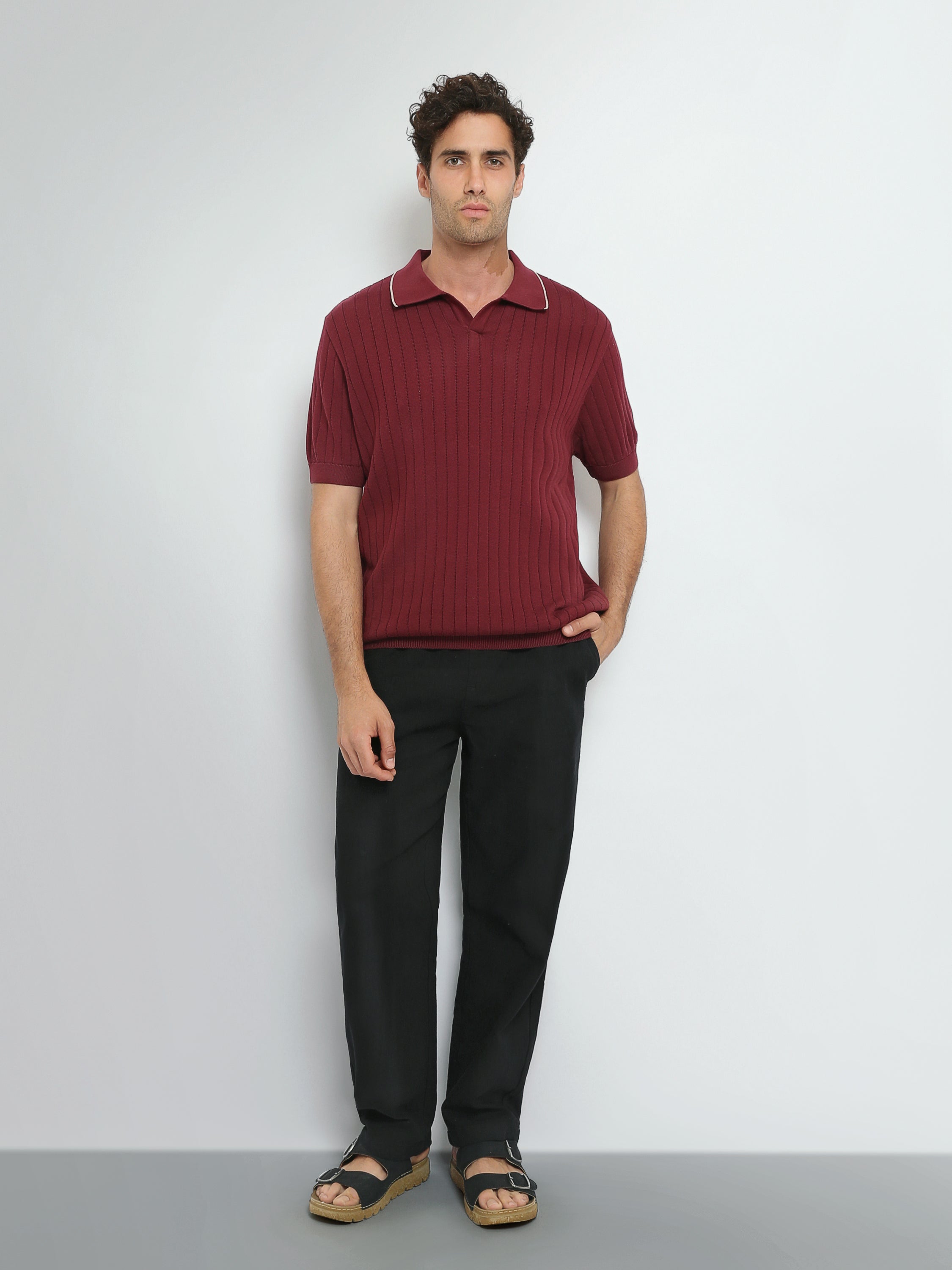 Polo Homme en Maille Texturée à Manches Courtes – Style Élégant - POS26S21700046TM1