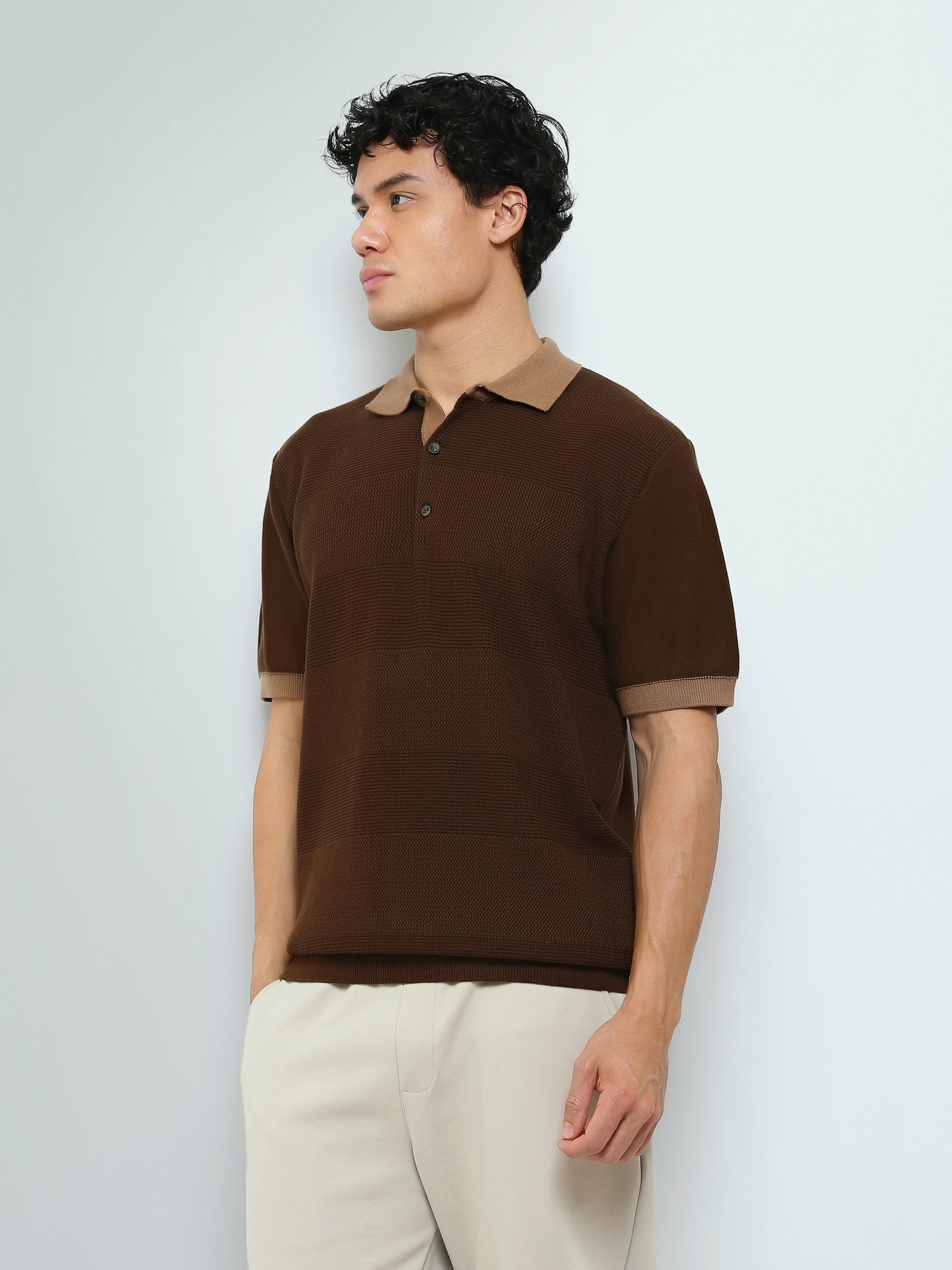 Polo Homme en Maille Texturée à Manches Courtes - POS26S21700063TM1