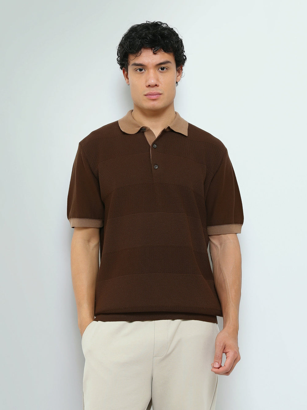Polo Homme en Maille Texturée à Manches Courtes - POS26S21700063TM1