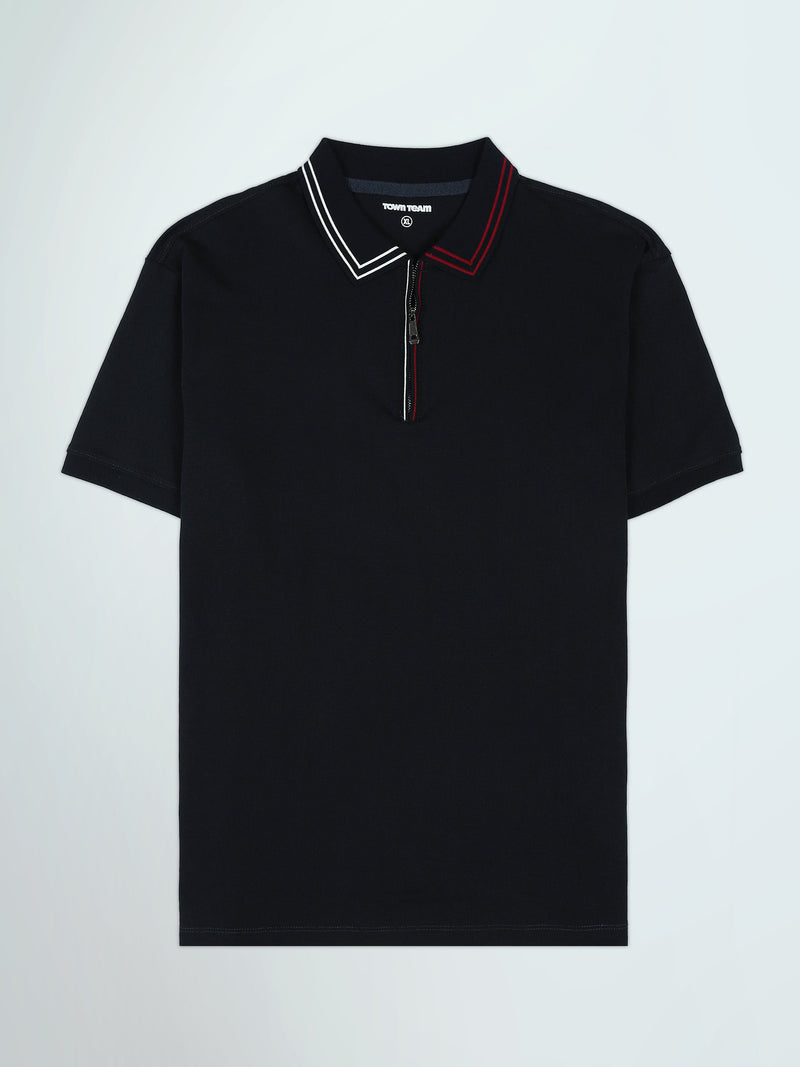 Polo Homme à Col Rayé avec Zip – Style Casual Chic - POS26SEPW21059TM1