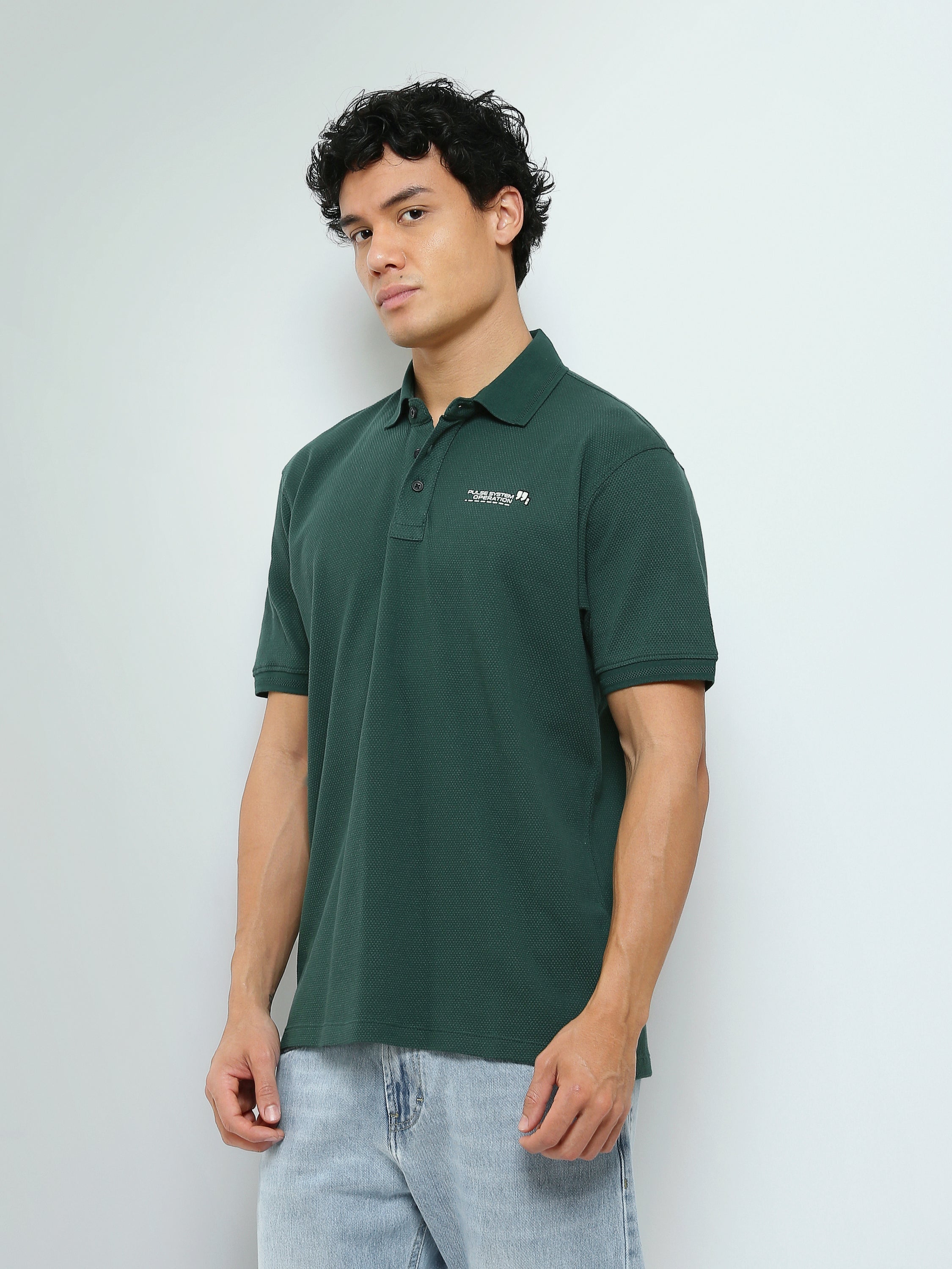 Polo Homme Manches Courtes à Petit Imprimé Poitrine - POS26SPTR21014TM1