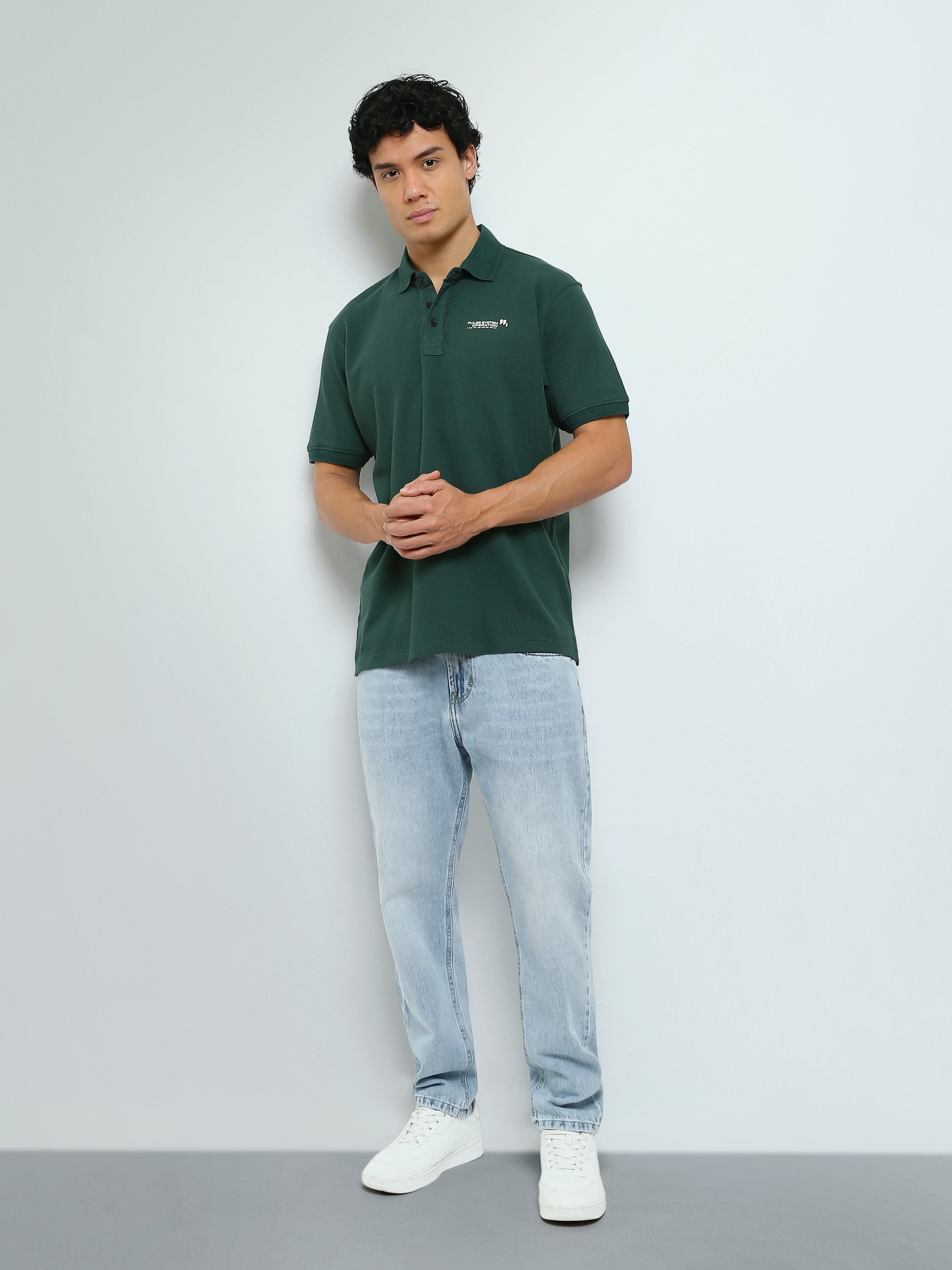 Polo Homme Manches Courtes à Petit Imprimé Poitrine - POS26SPTR21014TM1
