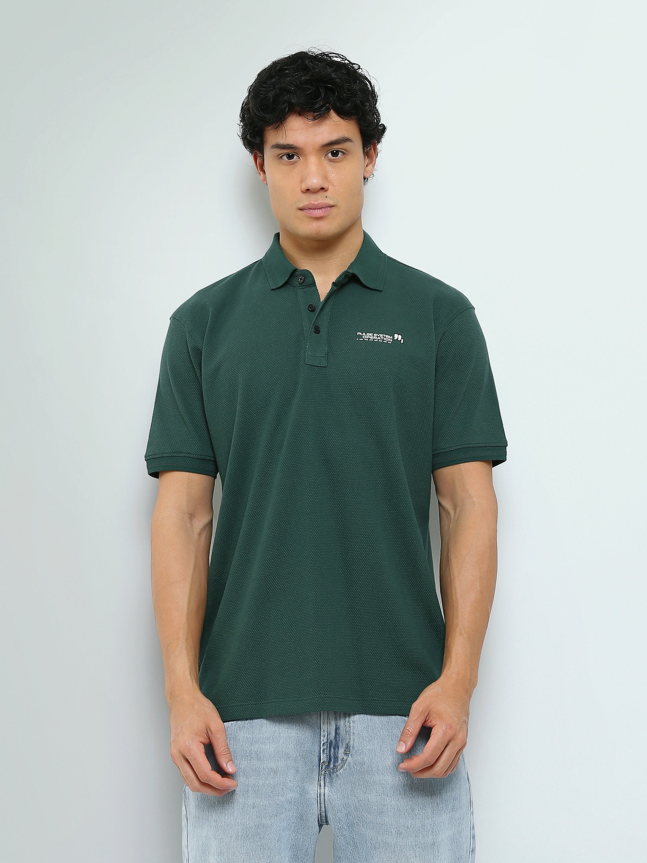 Polo Homme Manches Courtes à Petit Imprimé Poitrine - POS26SPTR21014TM1