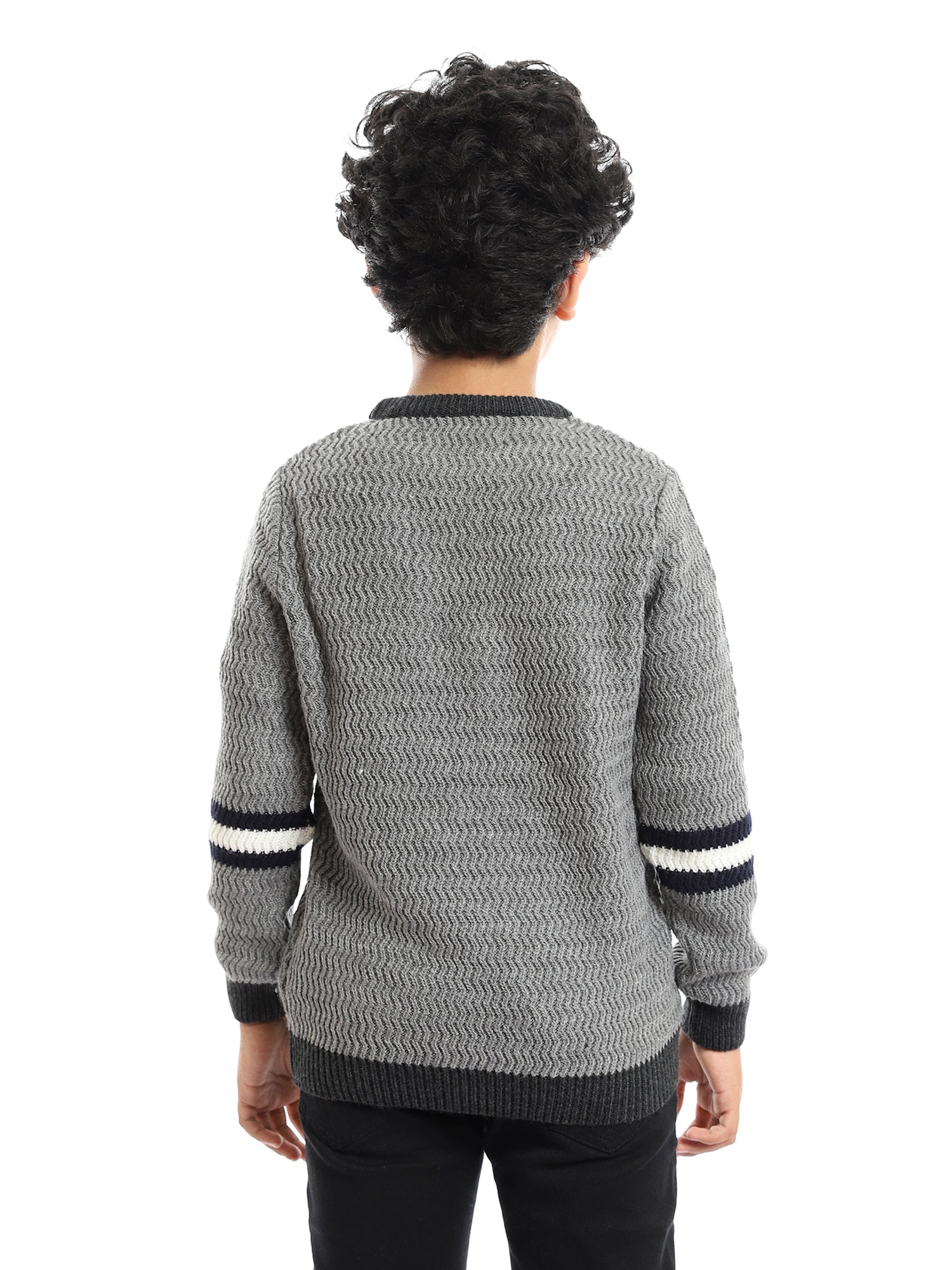 Pull en Laine Garçon – Confort et Style Moderne avec Détails Rayés - PUL23WAYC27505TB1