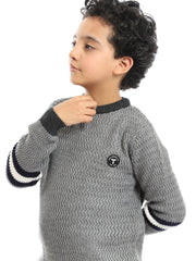 Pull en Laine Garçon – Confort et Style Moderne avec Détails Rayés - PUL23WAYC27505TB1