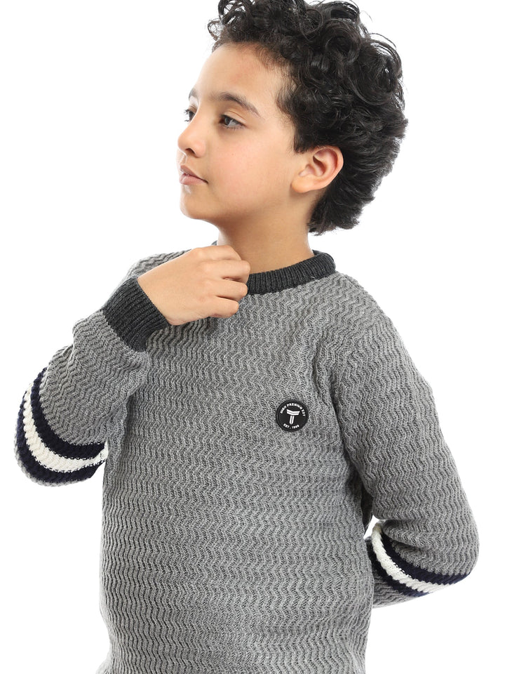 Pull en Laine Garçon – Confort et Style Moderne avec Détails Rayés - PUL23WAYC27505TB1