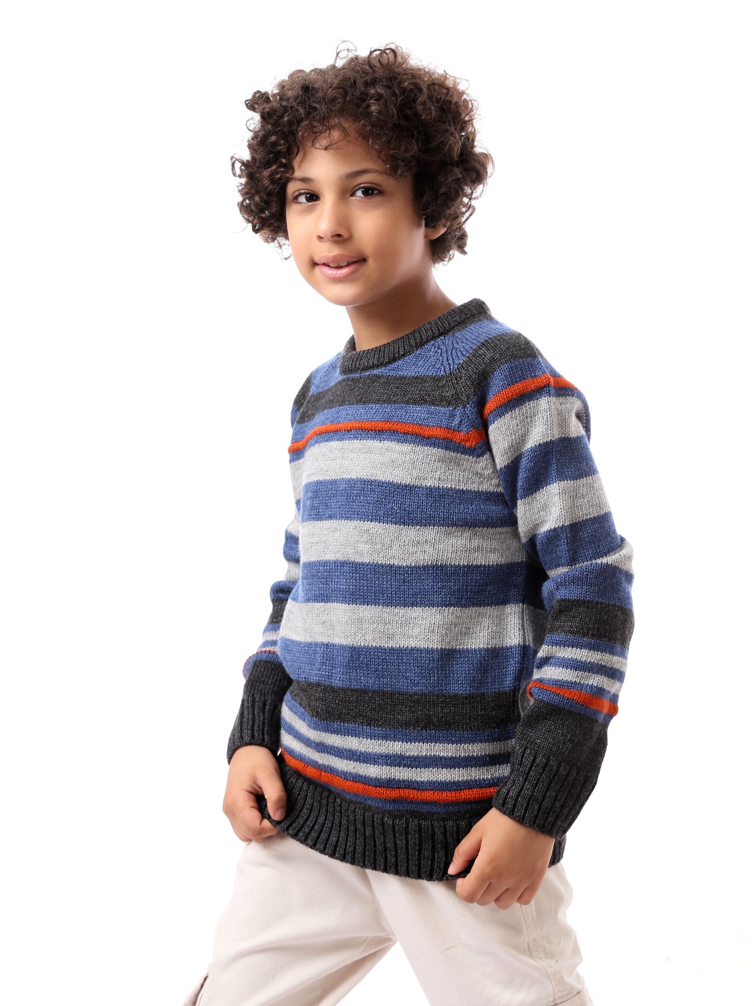 Sweat-shirt pour garçon à rayures avec des couleurs chaudes et modernes - PUL23WAYC27506TB1