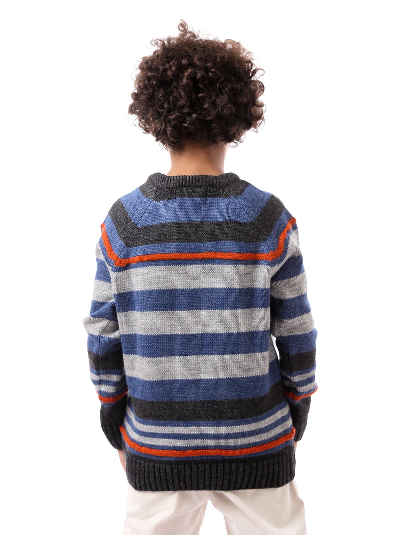 Sweat-shirt pour garçon à rayures avec des couleurs chaudes et modernes - PUL23WAYC27506TB1