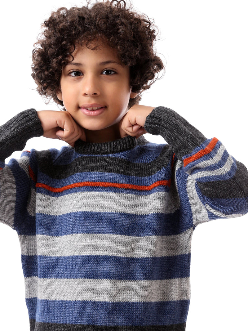 Sweat-shirt pour garçon à rayures avec des couleurs chaudes et modernes - PUL23WAYC27506TB1