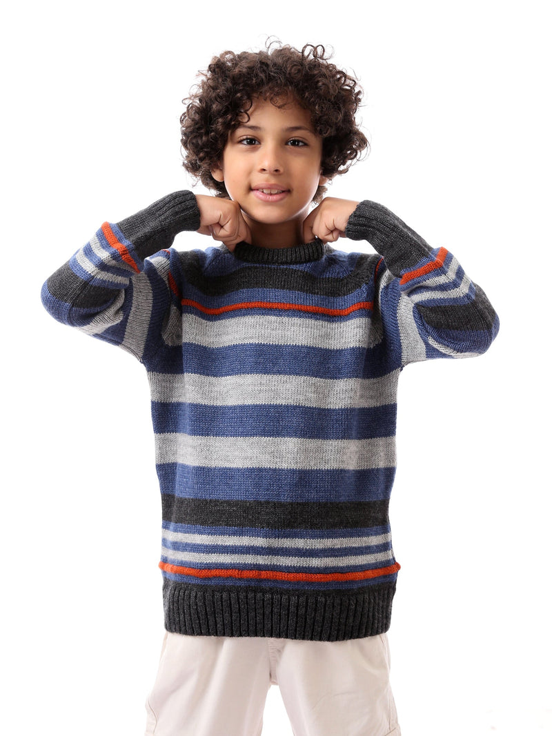 Sweat-shirt pour garçon à rayures avec des couleurs chaudes et modernes - PUL23WAYC27506TB1