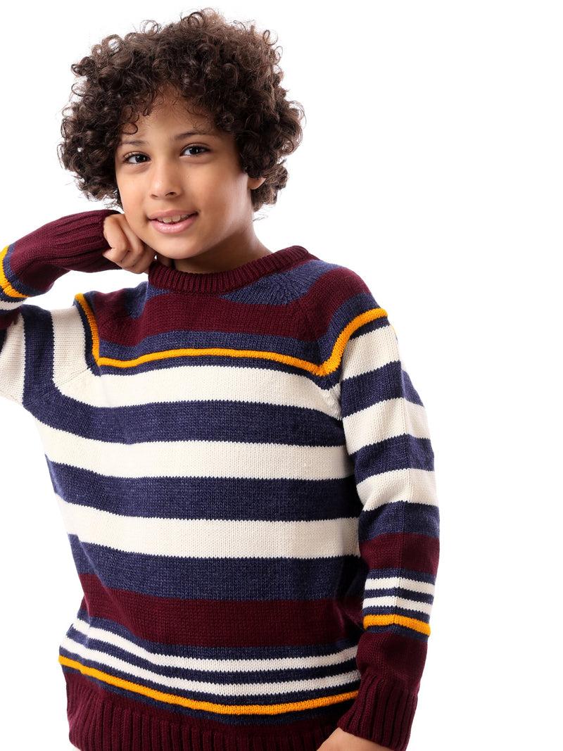 Sweat-shirt pour garçon à rayures avec des couleurs chaudes et modernes - PUL23WAYC27506TB1