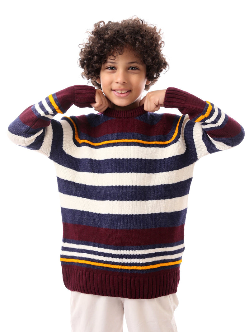 Sweat-shirt pour garçon à rayures avec des couleurs chaudes et modernes - PUL23WAYC27506TB1