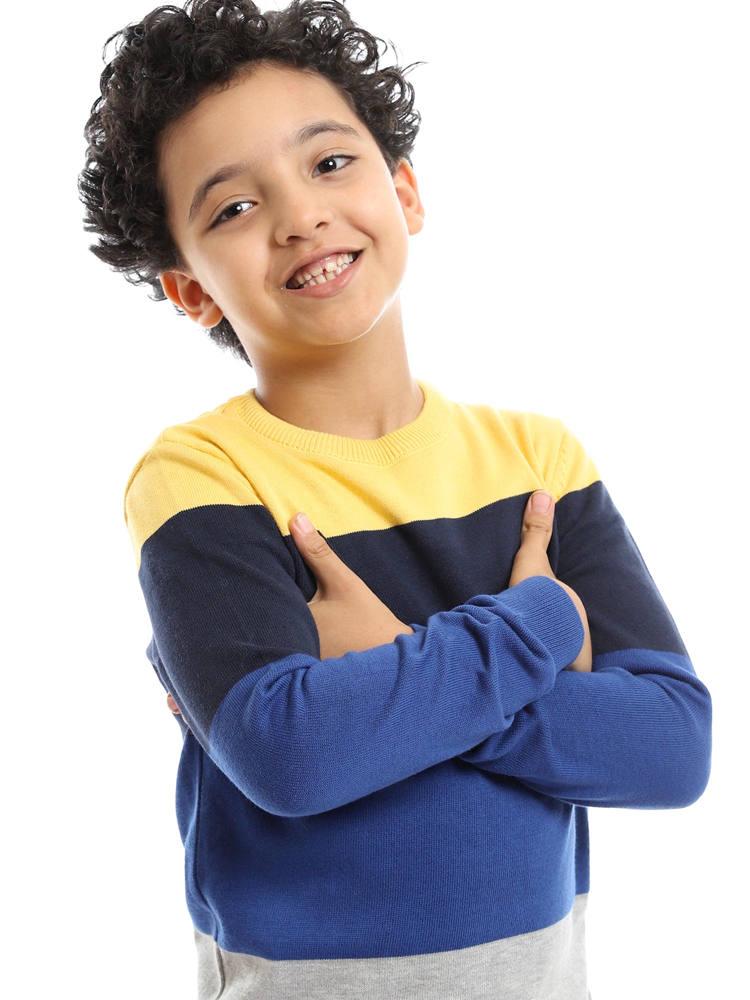 Pull garçon à rayures avec design confortable, parfait pour les tenues quotidiennes – PUL23WCOT27511TB1