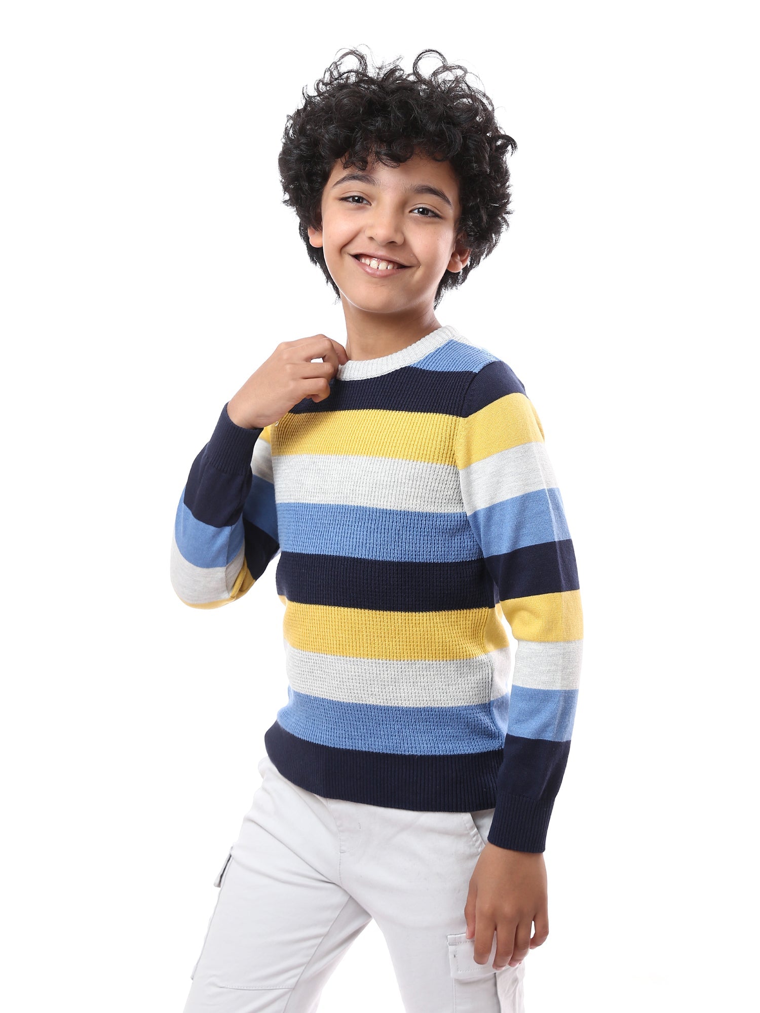 Sweat-shirt pour garçon à rayures avec des couleurs vives - PUL23WCOT27517TB1