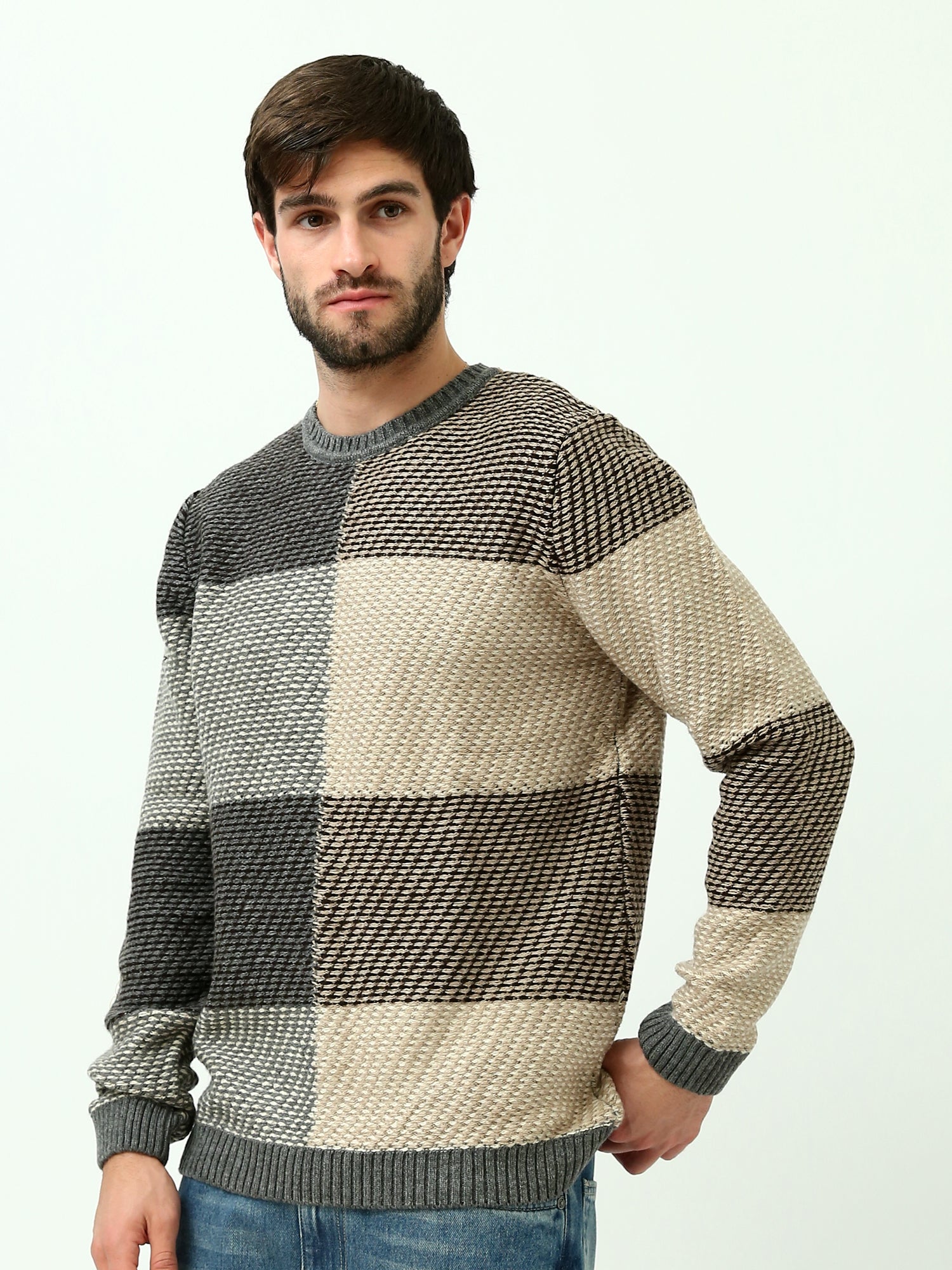 Pull pour homme à motif à carreaux et couleurs variées - PUL24WPCR27650TM1