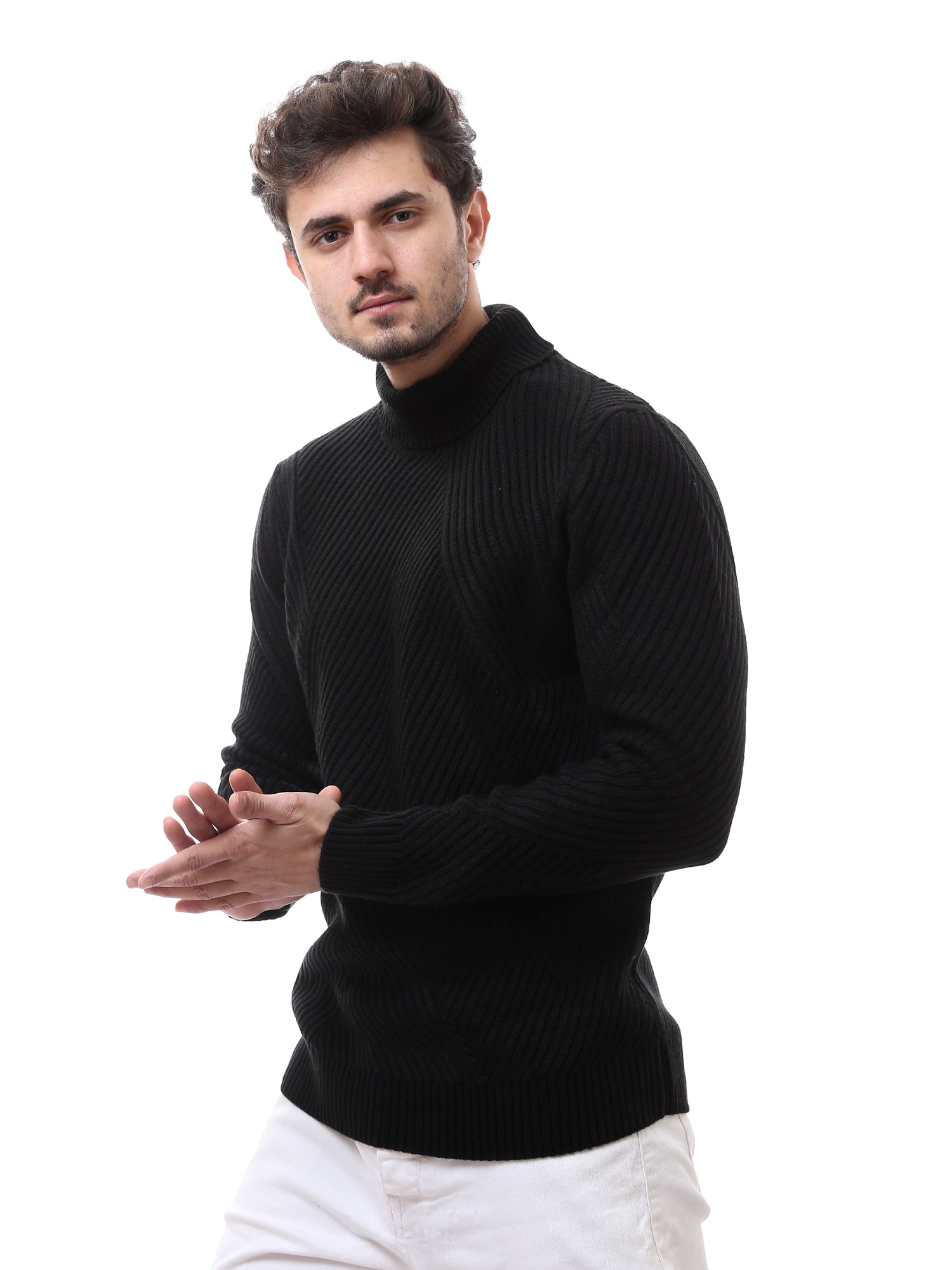 Sweatshirt homme doux avec col haut - PUL24WPPH27647TM1