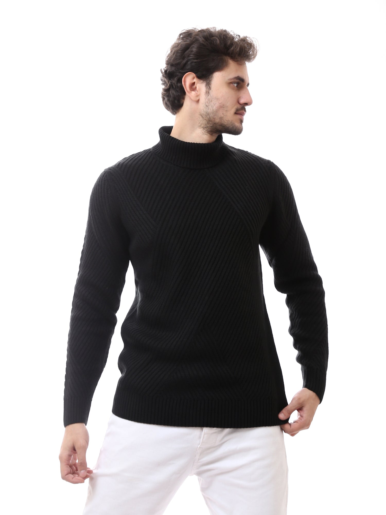 Sweatshirt homme doux avec col haut - PUL24WPPH27647TM1