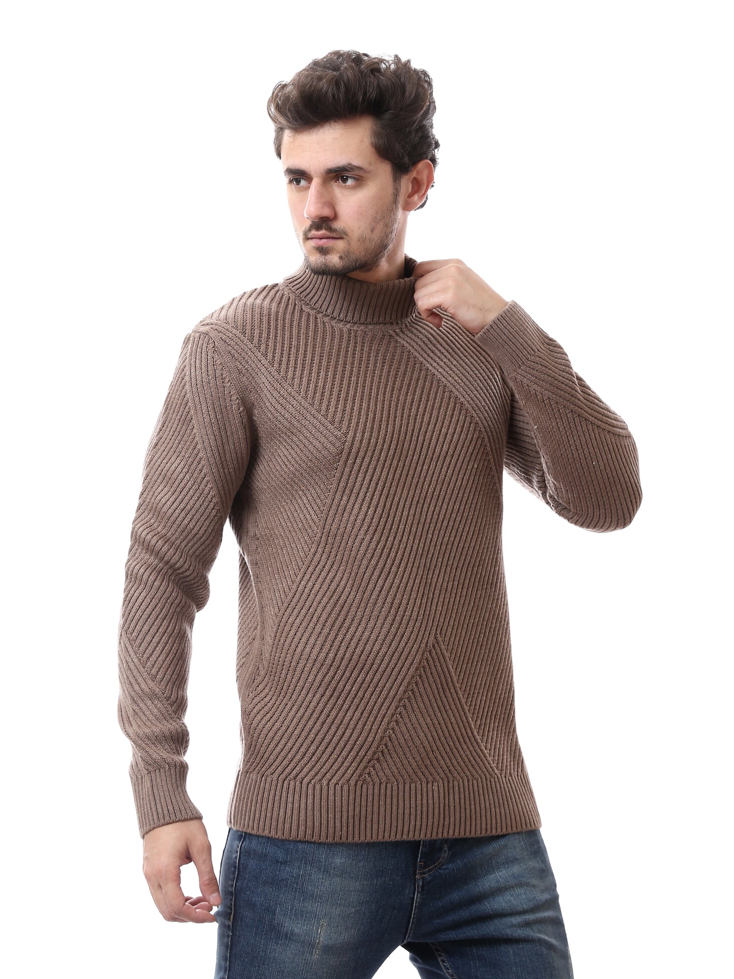 Sweatshirt homme doux avec col haut - PUL24WPPH27647TM1
