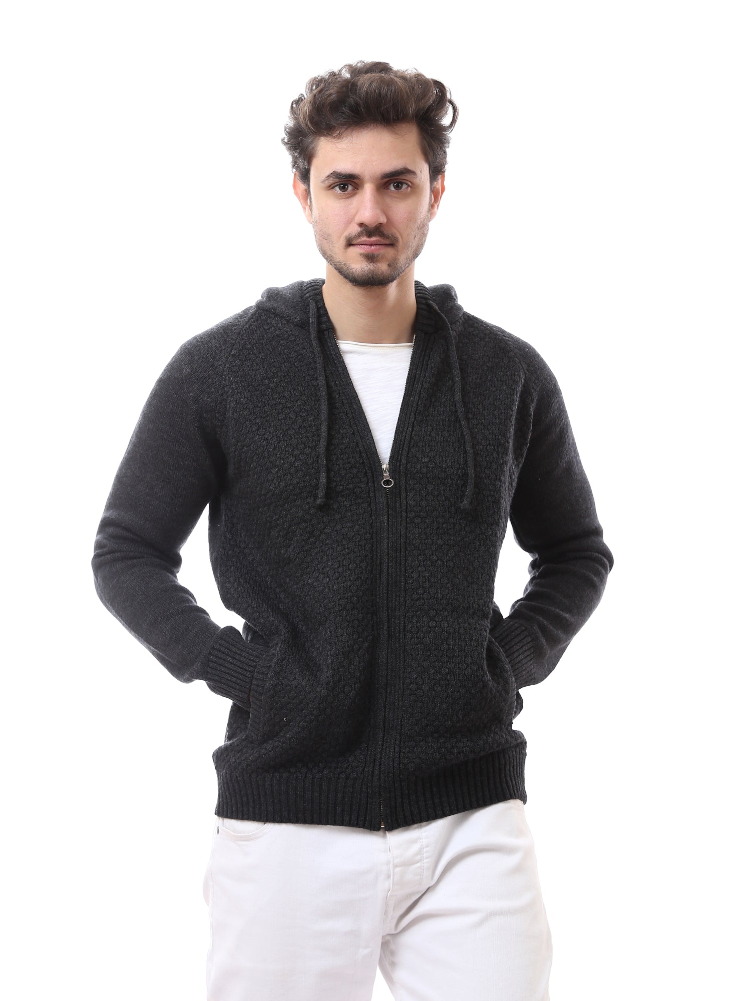 Pull homme zippé à capuche au design moderne - PUL24WPPZ27623TM1