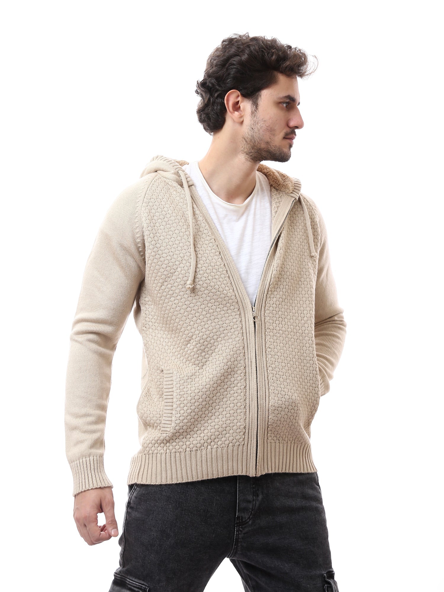 Pull homme zippé à capuche au design moderne - PUL24WPPZ27623TM1
