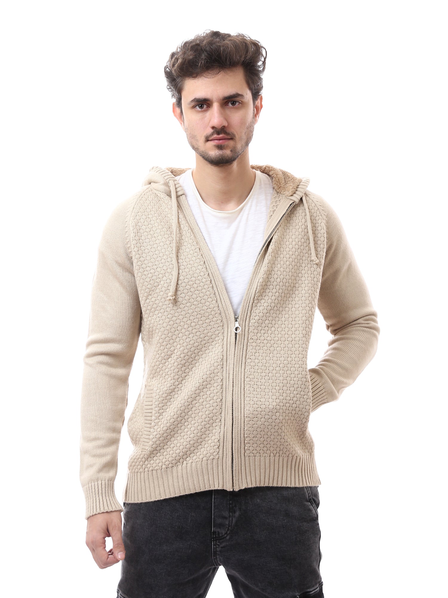 Pull homme zippé à capuche au design moderne - PUL24WPPZ27623TM1
