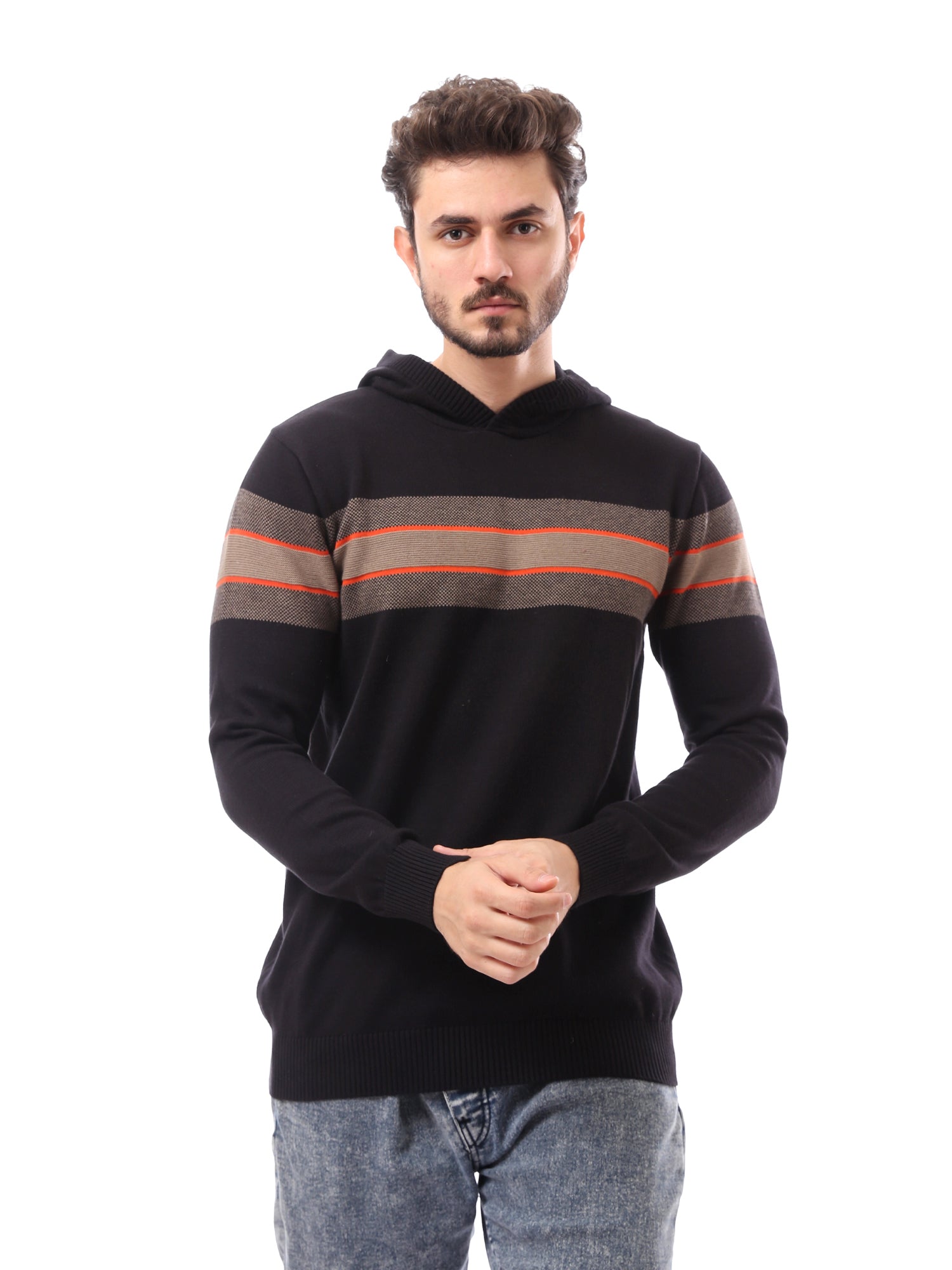 Pull homme à capuche avec design rayé pour un look hivernal élégant – PUL24WPSD27624TM1
