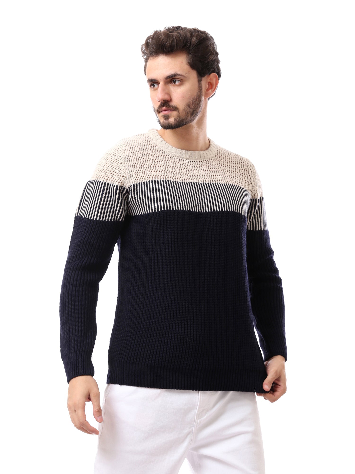 Sweat-shirt pour homme décoré de lignes horizontales au design moderne - PUL24WPSR27654TM1