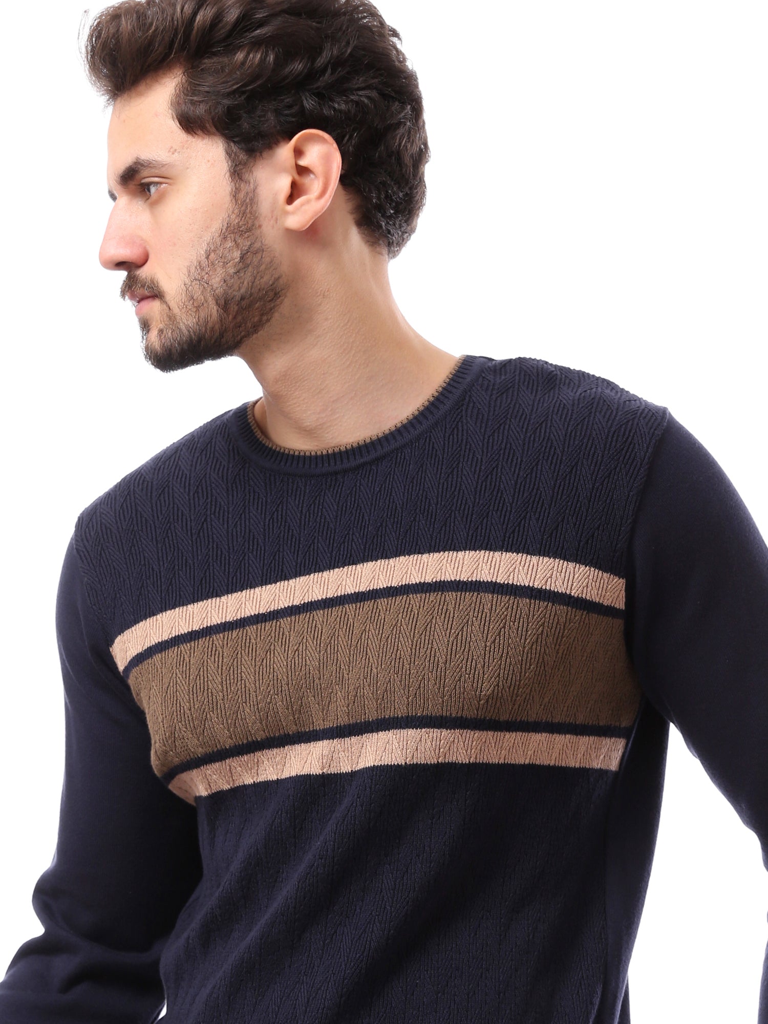 Sweat-shirt pour homme au design moderne avec des lignes colorées – Confortable et élégant - PUL24WPSR27655TM1
