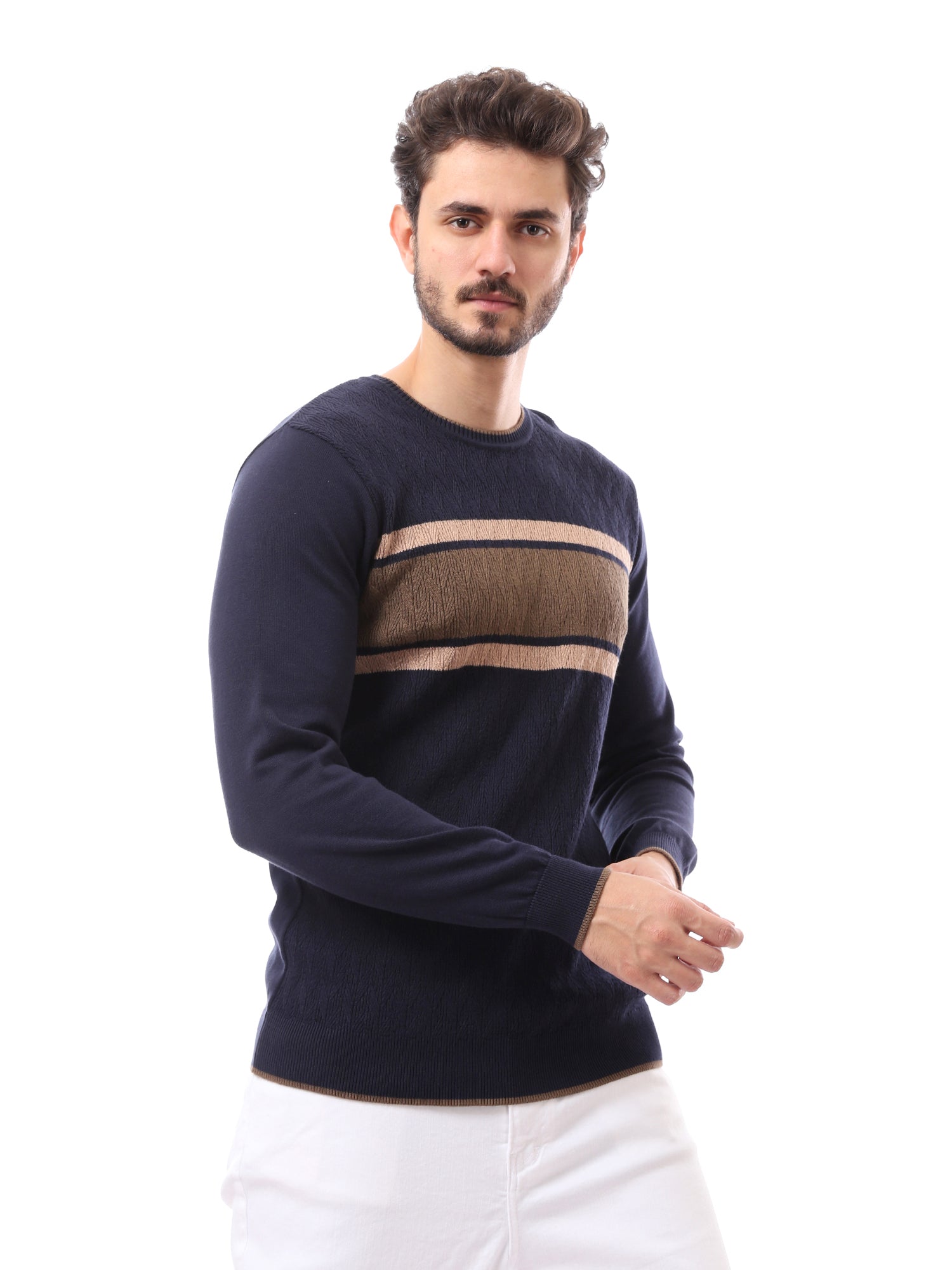 Sweat-shirt pour homme au design moderne avec des lignes colorées – Confortable et élégant - PUL24WPSR27655TM1