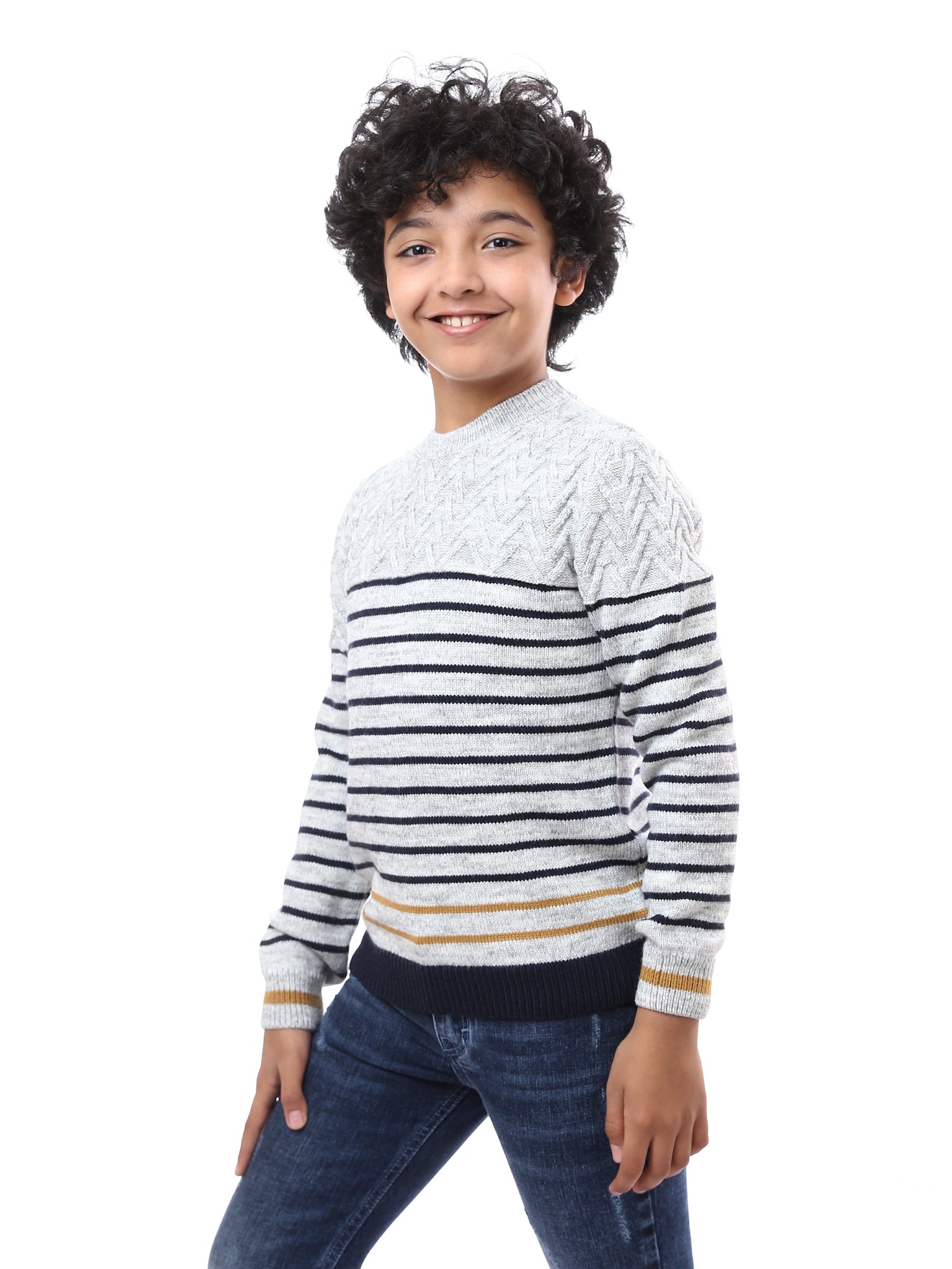 Pull Garçon à Rayures - Design Moderne avec Col Rond -PUL24WPSR27702TB1