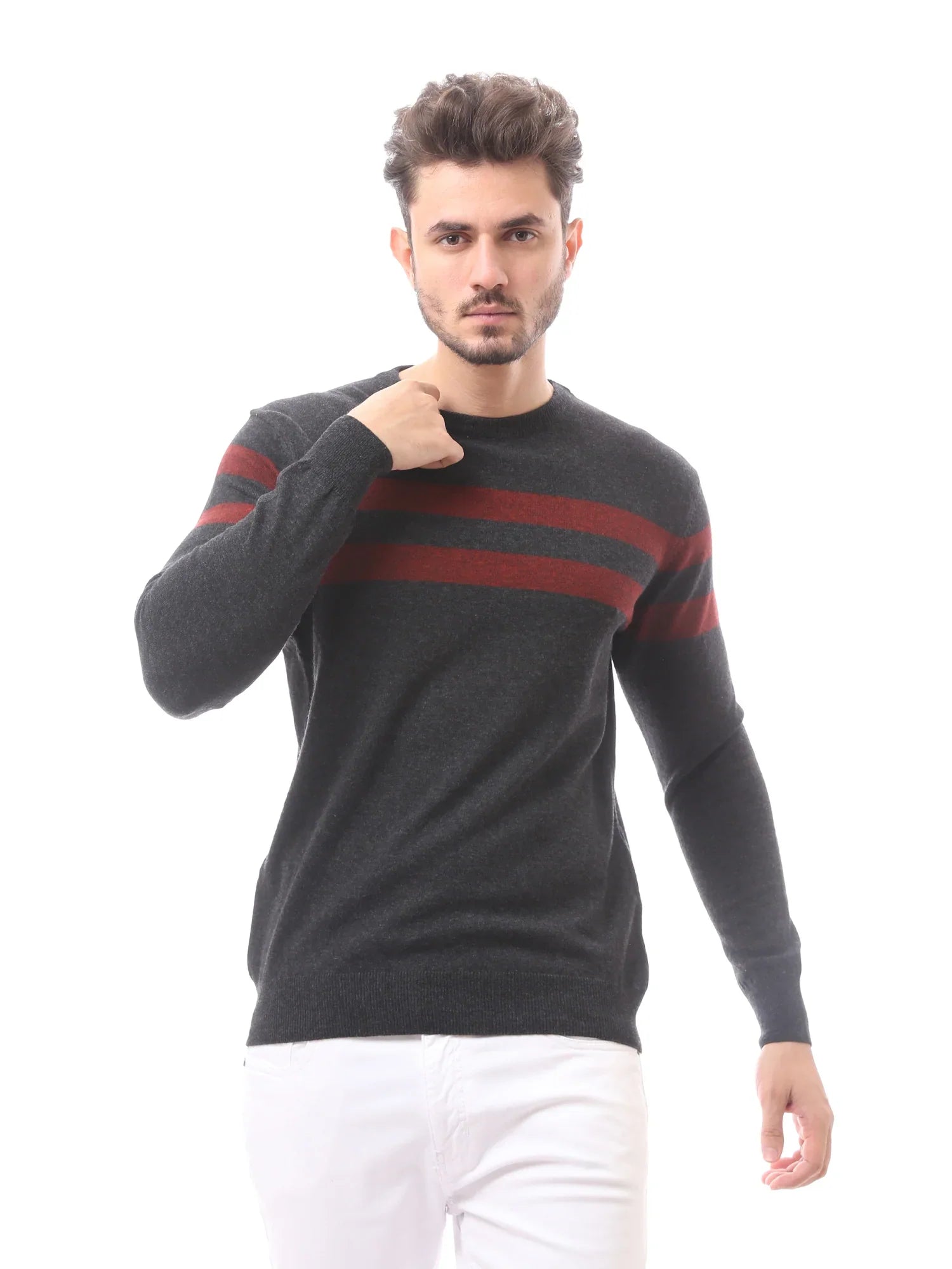 كنزة رجالية صوف برقبة مستديرة أنيقة - PUL24WTWO27442TM1