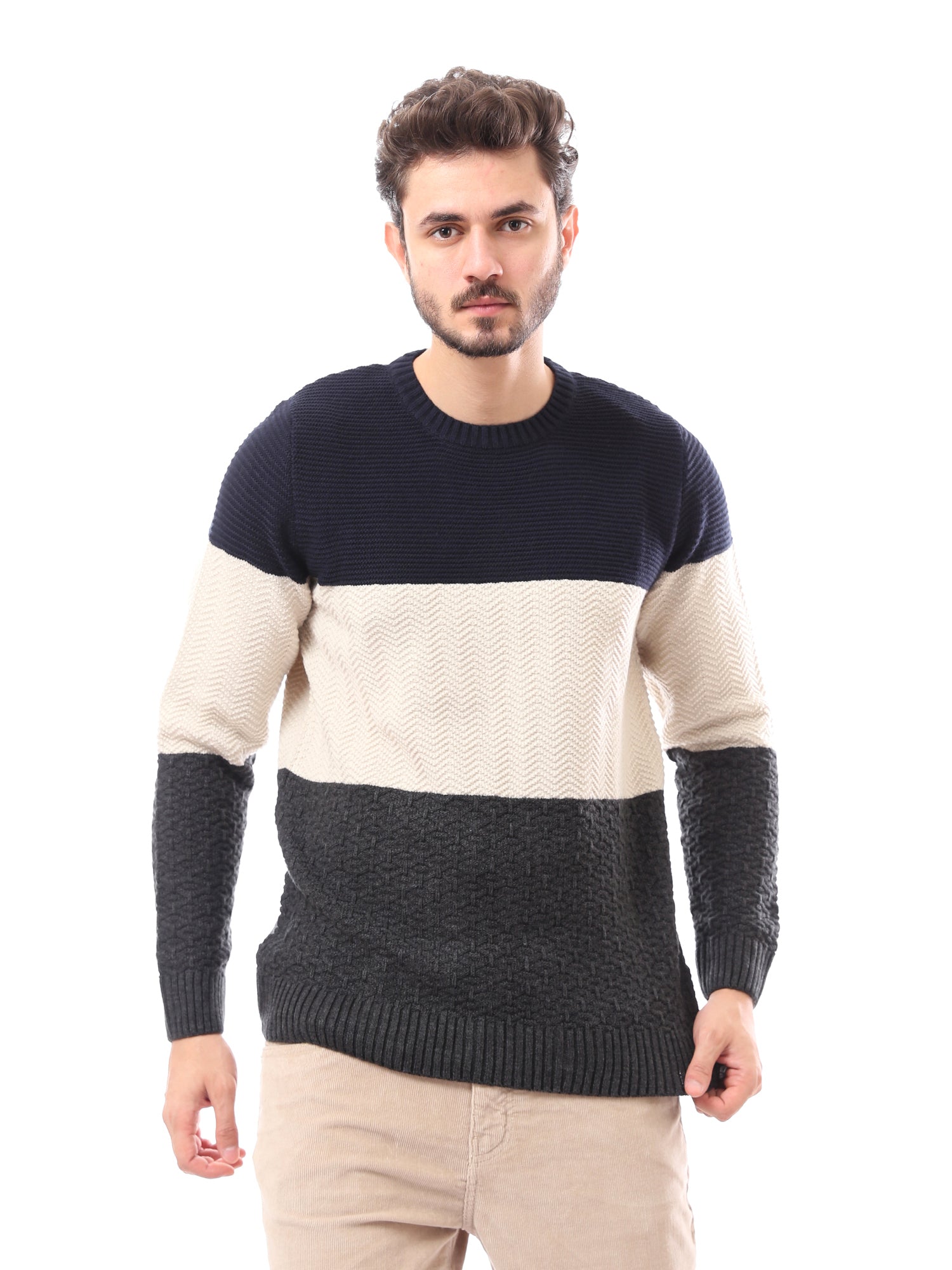 Pull homme d’hiver en maille au design élégant - PUL24WPCR27600TM1