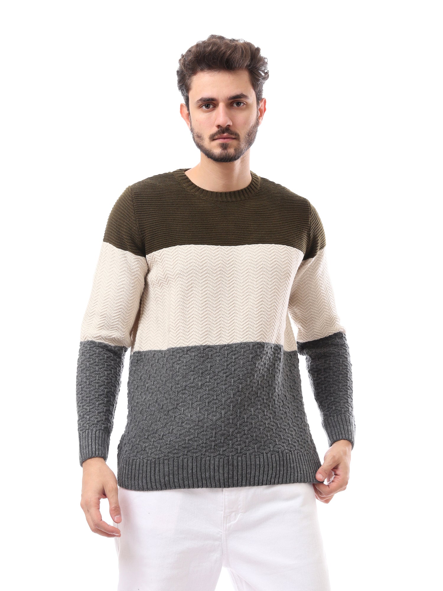 Pull homme d’hiver en maille au design élégant - PUL24WPCR27600TM1