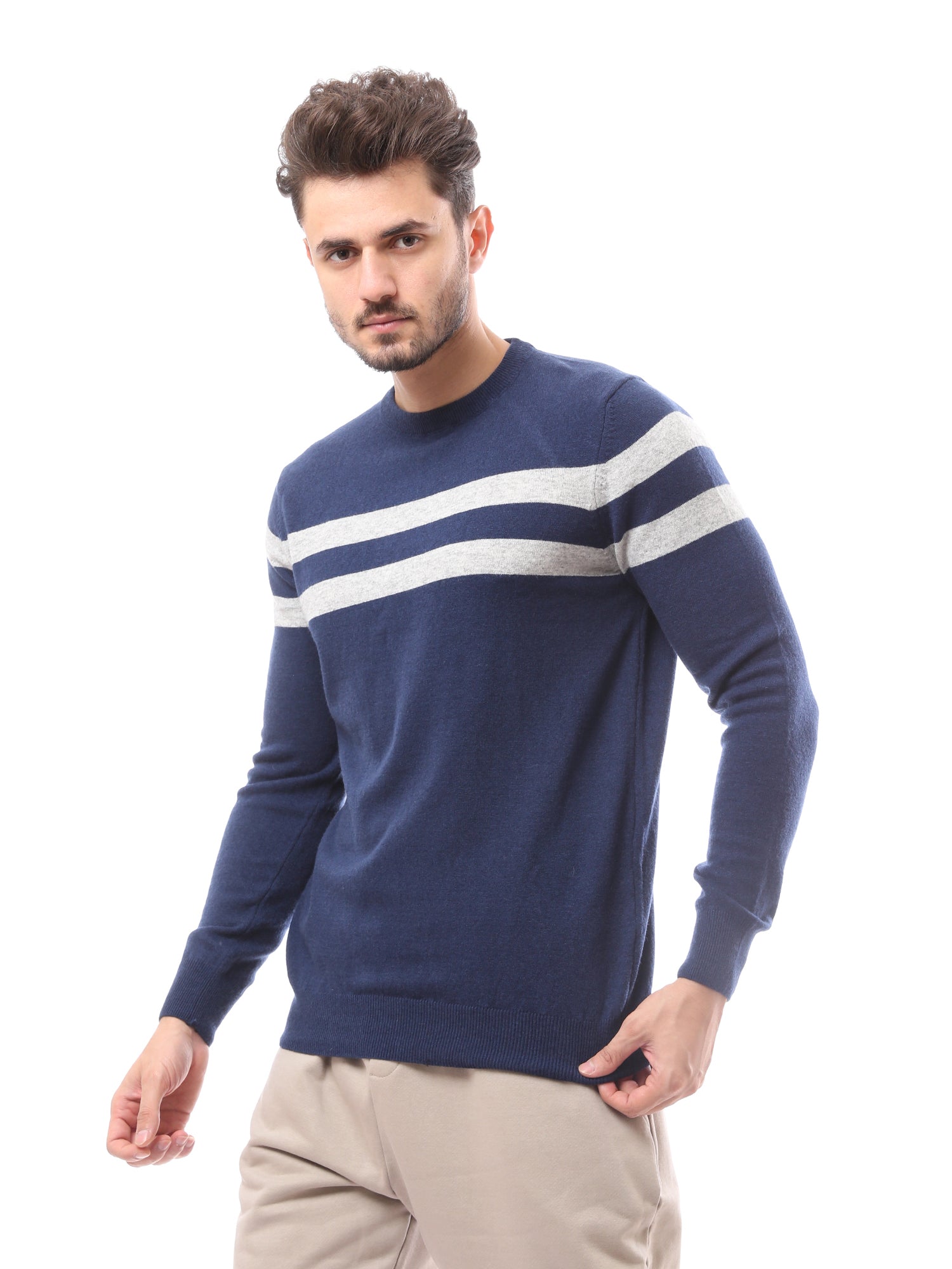 Pull homme en laine à col rond élégant – PUL24WTWO27442TM1