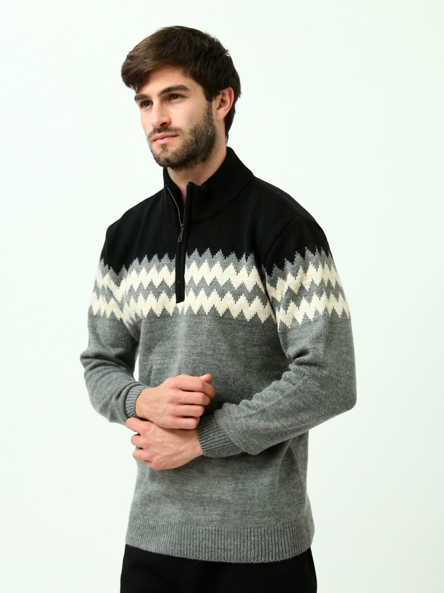 Sweatshirt homme à col zippé avec design contrasté - PUL25WPJH27822TM1