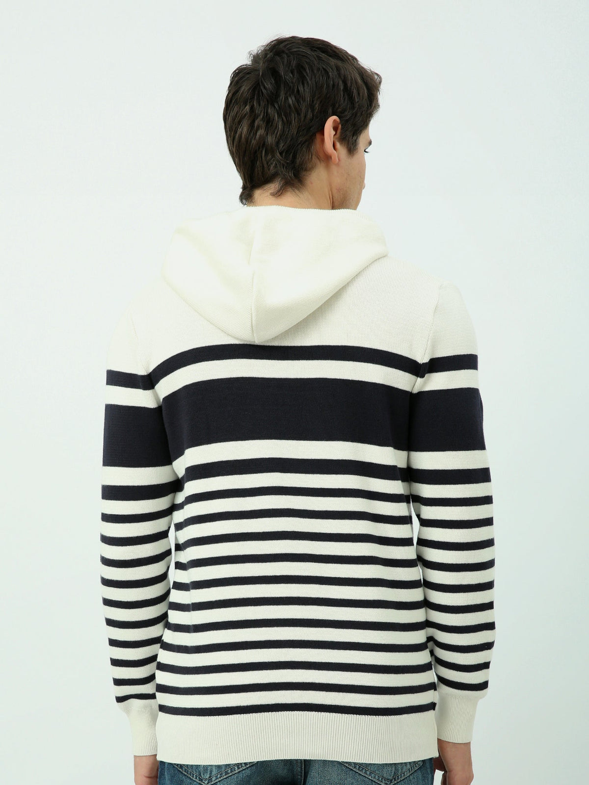 Pull à Capuche Homme en Maille Rayée – Style Casual et Moderne - PUL25WPPD27815TM1