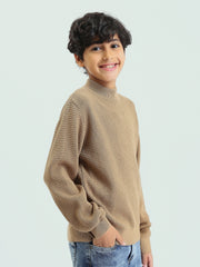 Pull garçon à col montant en maille texturée – PUL25WPPX27837TB1