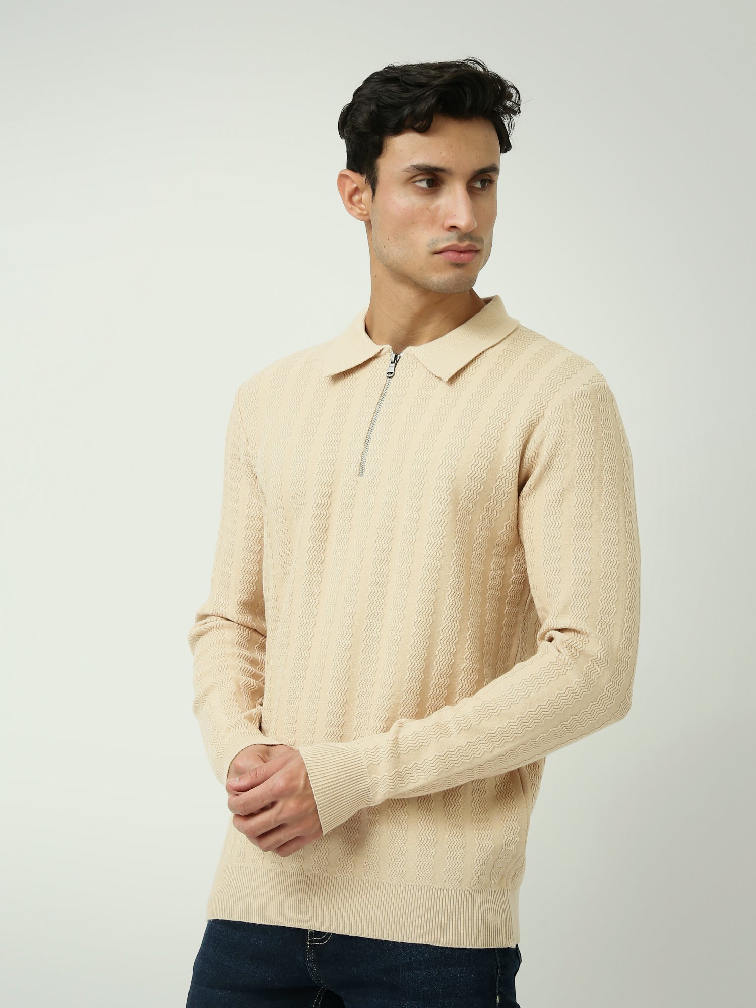 Sweater Homme Élégant – Design Moderne avec Col Polo et Fermeture Éclair - PUL25WPPZ27853TM1