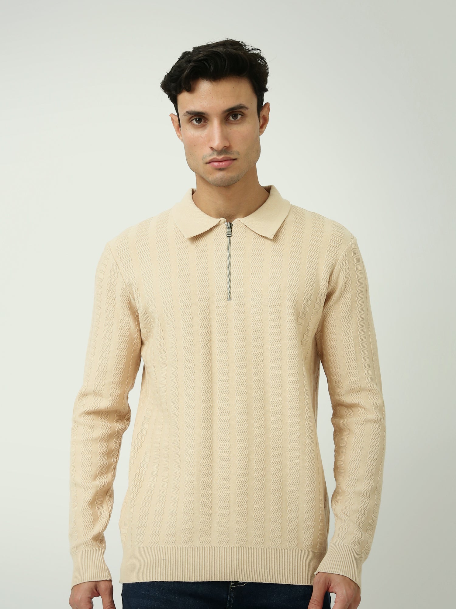 Sweater Homme Élégant – Design Moderne avec Col Polo et Fermeture Éclair - PUL25WPPZ27853TM1