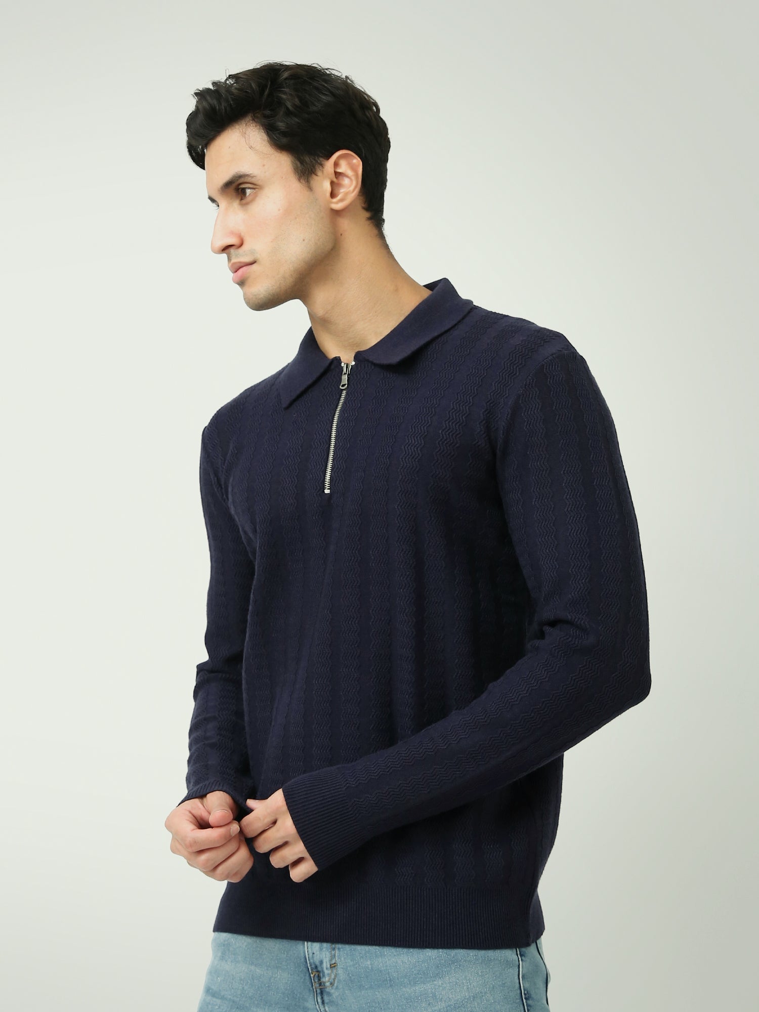 Sweater Homme Élégant – Design Moderne avec Col Polo et Fermeture Éclair - PUL25WPPZ27853TM1