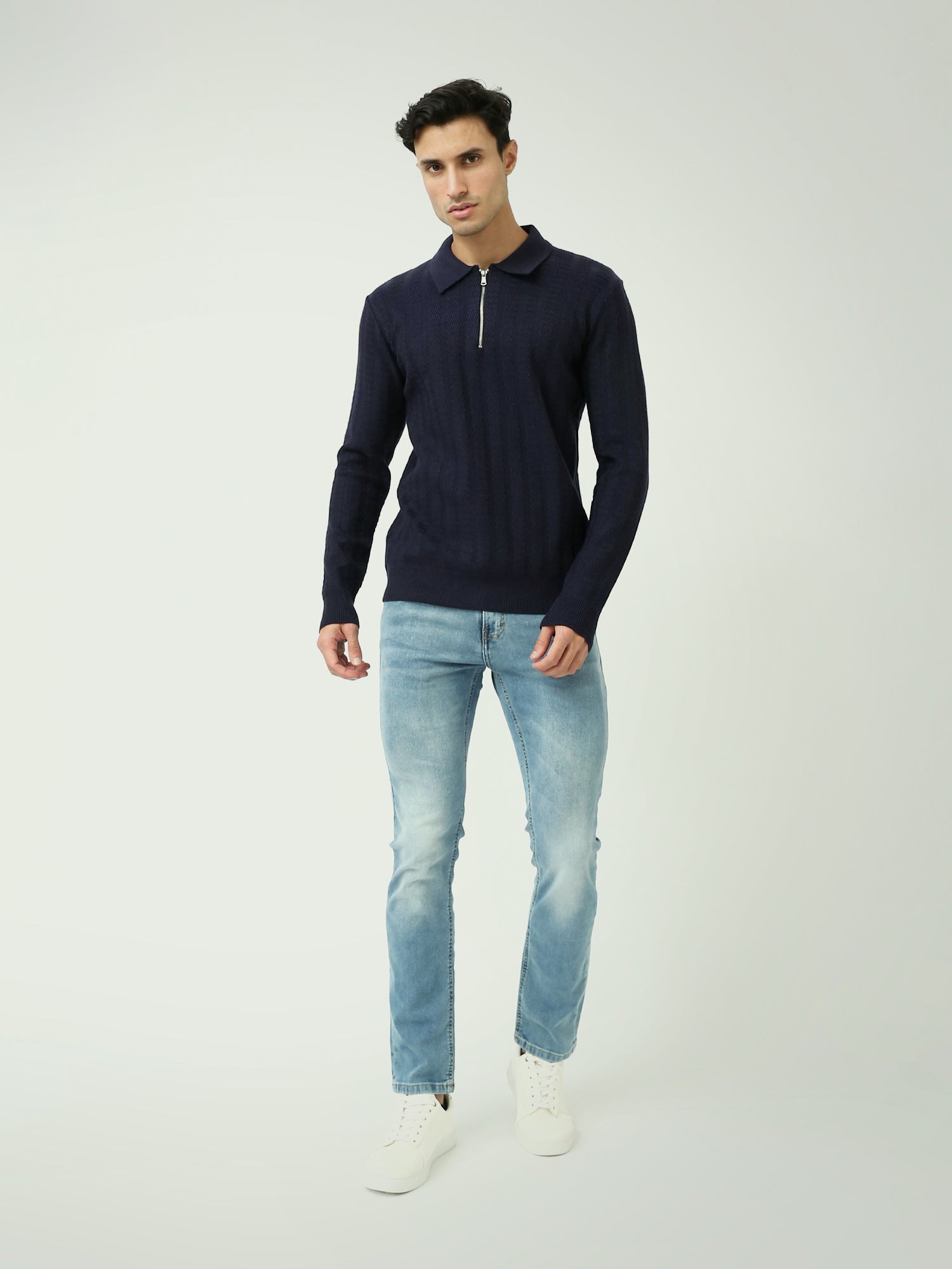 Sweater Homme Élégant – Design Moderne avec Col Polo et Fermeture Éclair - PUL25WPPZ27853TM1