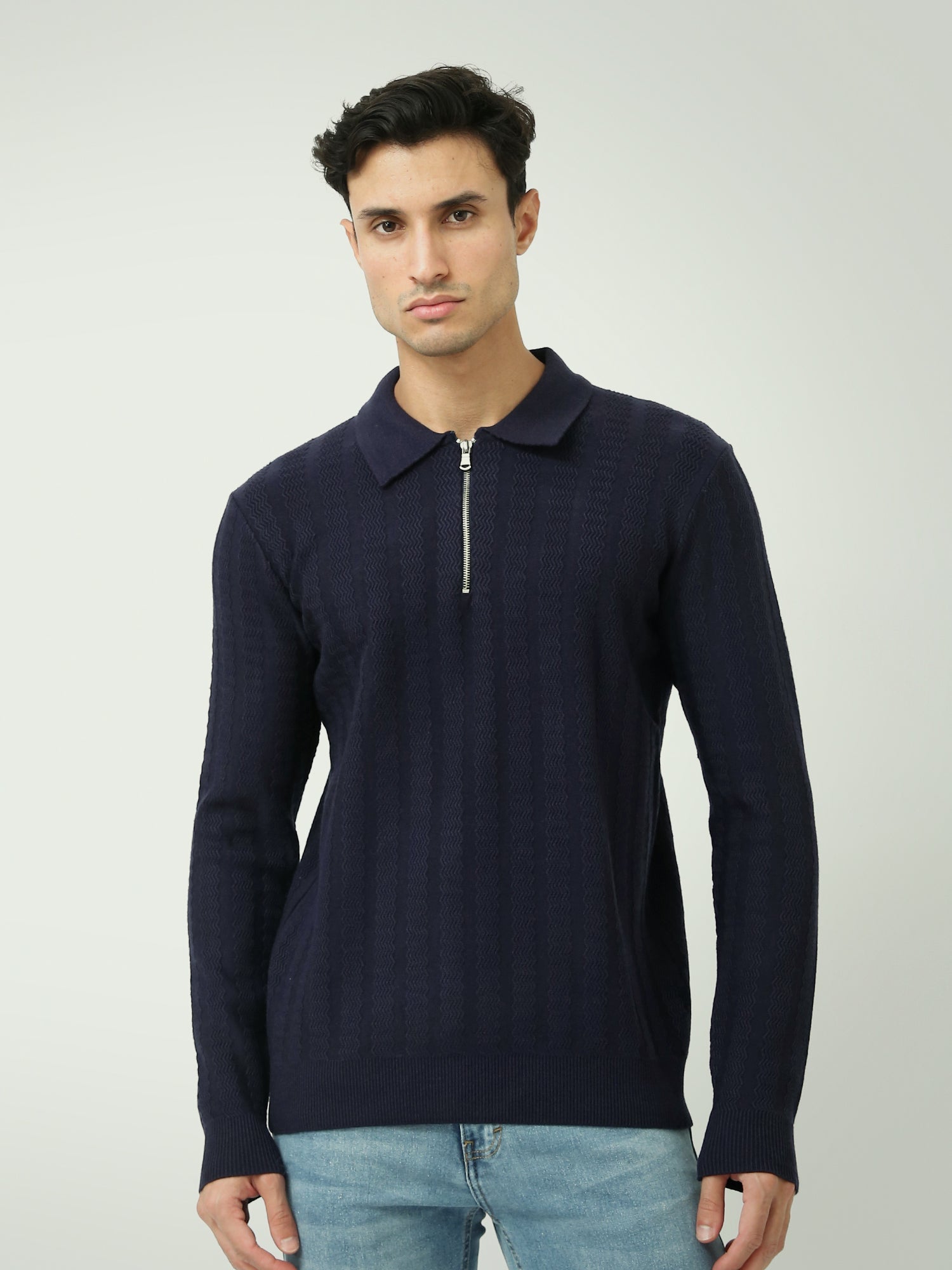 Sweater Homme Élégant – Design Moderne avec Col Polo et Fermeture Éclair - PUL25WPPZ27853TM1