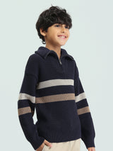 Pull pour garçons au design moderne avec des lignes colorées - PUL25WPSH27857TB1