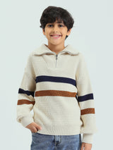 Pull pour garçons au design moderne avec des lignes colorées - PUL25WPSH27857TB1